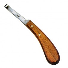 Hoof Knife Wooden Handle Left Hand, Single Edge with Narrow Blade